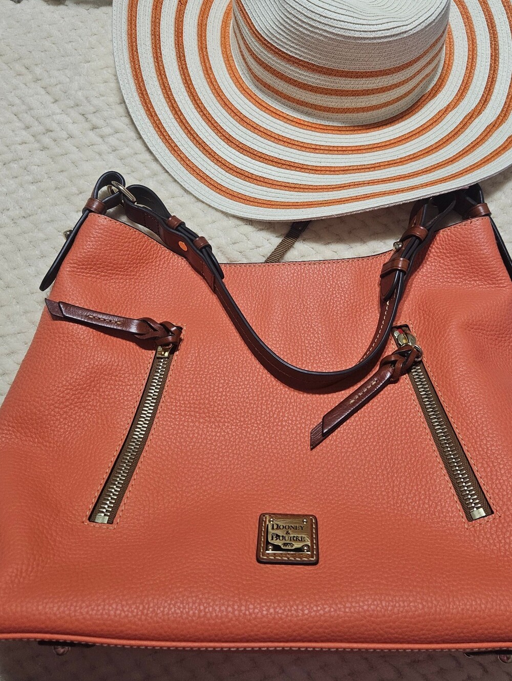 Dooney & Bourke Coral Pebbled Leather Cooper Hobo Shoulder Bag - Picture 7 of 14